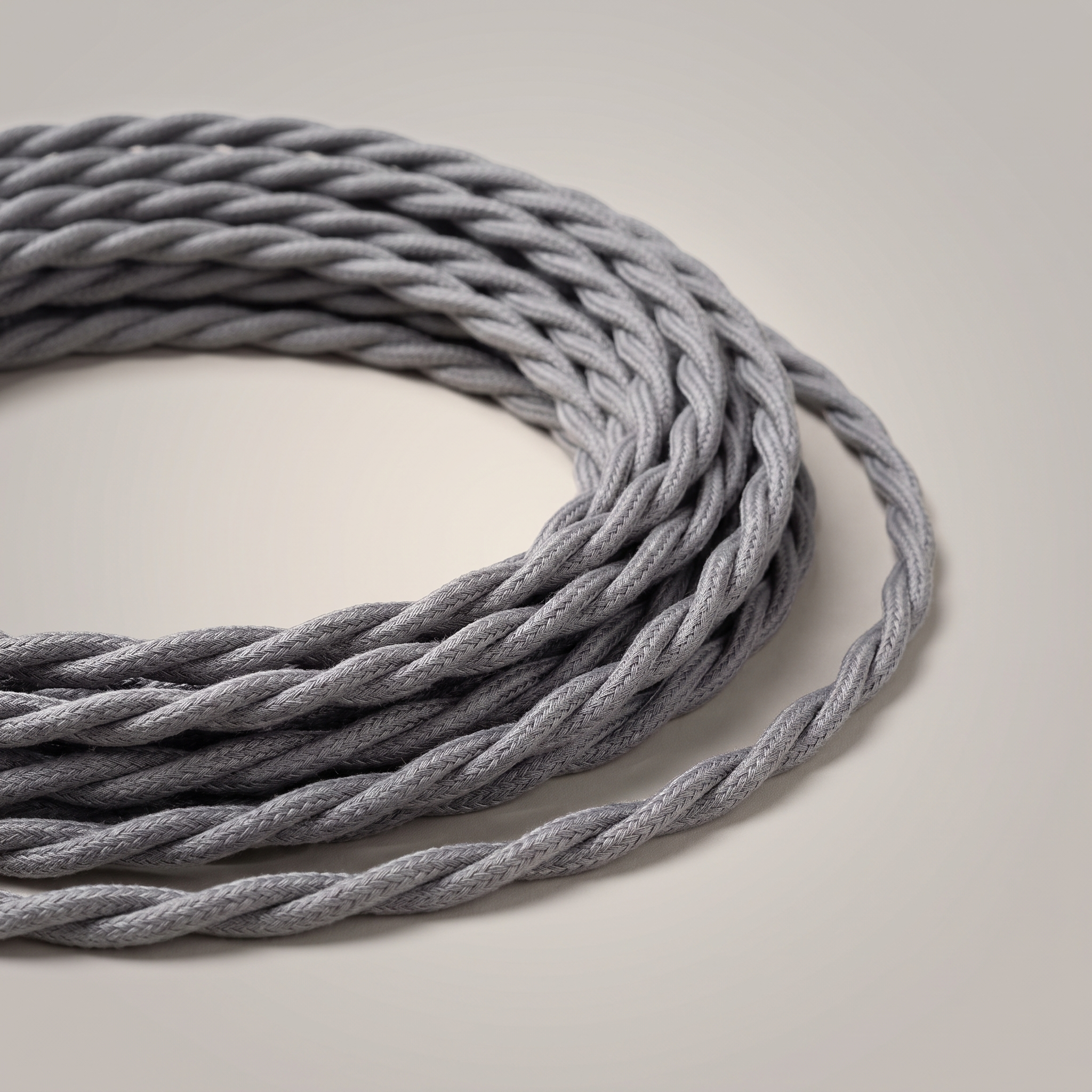 Cable Trenzado Gris — cable textil por metro