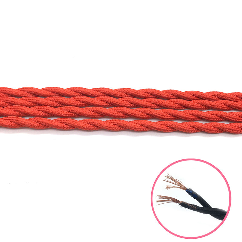 Cable de alimentación flexible tejido sólido, cable trenzado, 2  núcleos de tela textil vintage, 2/3/5/32.8 ft de telar de conector de cable  eléctrico (color : 35 rojo vino brillante, tamaño: 6.6